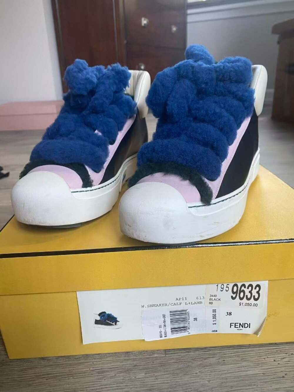 Fendi High-Top Sneaker with Pompom Laces - size EU 38